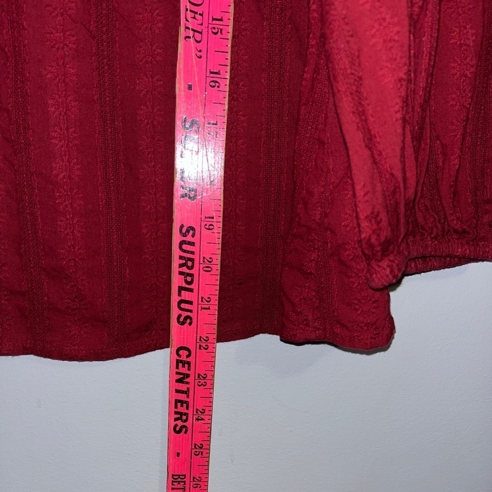 Universal Thread Ruffle Shoulder Holiday Red Blouse - Picture 6 of 6